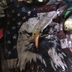 Men Eagle Graphic Tee - Patriotic Blue & White